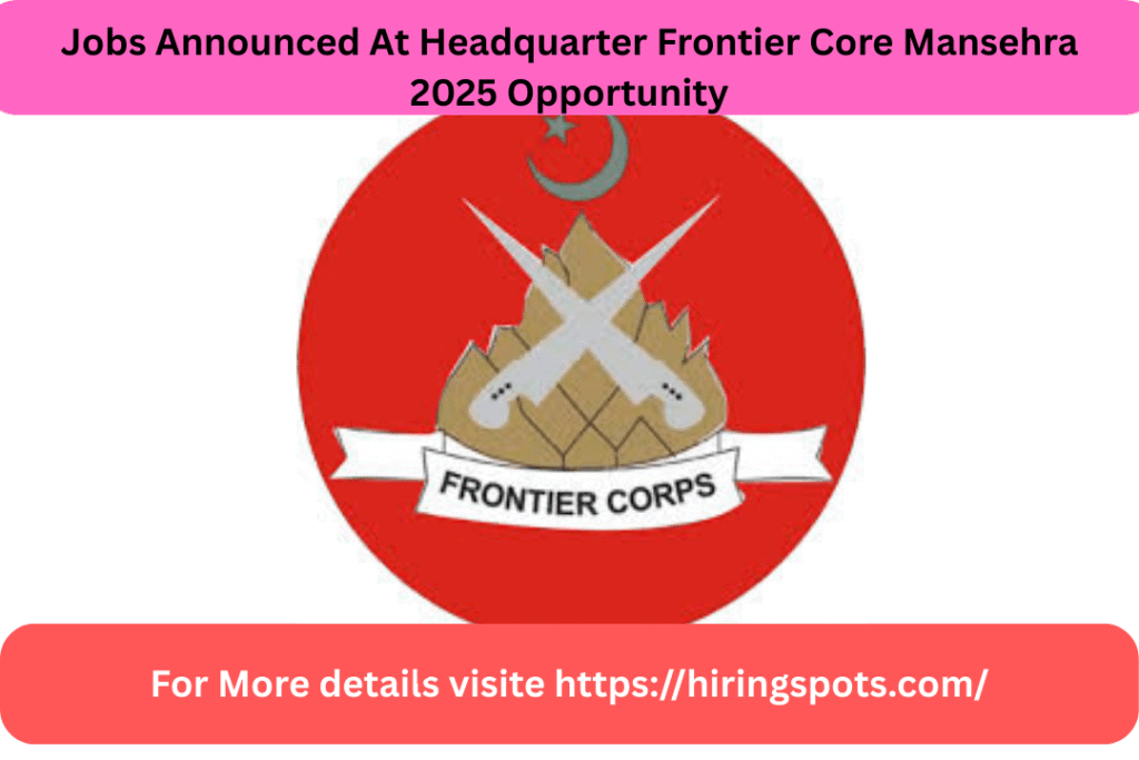 Jobs Announced At Headquarter Frontier Core Mansehra 2025 Opportunity