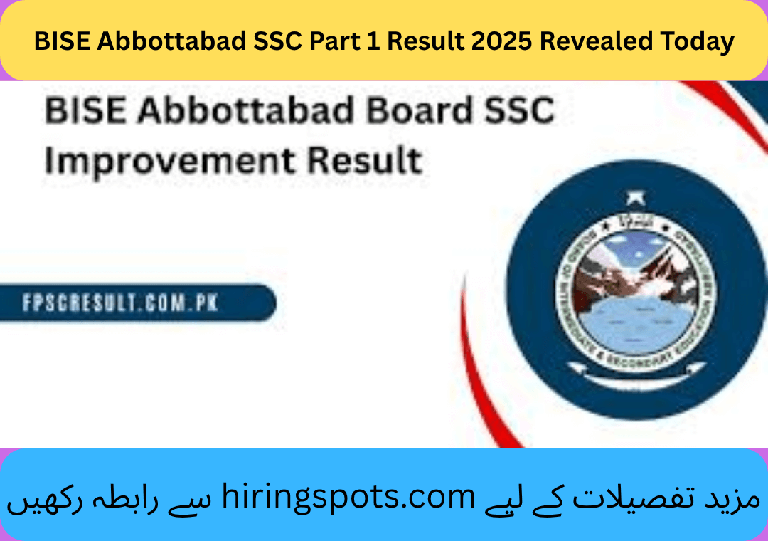BISE Abbottabad SSC Part 1 Result 2025 Revealed Today