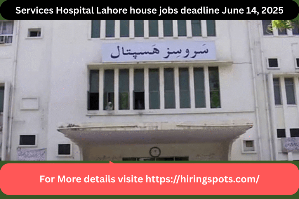 Services Hospital Lahore house jobs deadline June 14, 2025