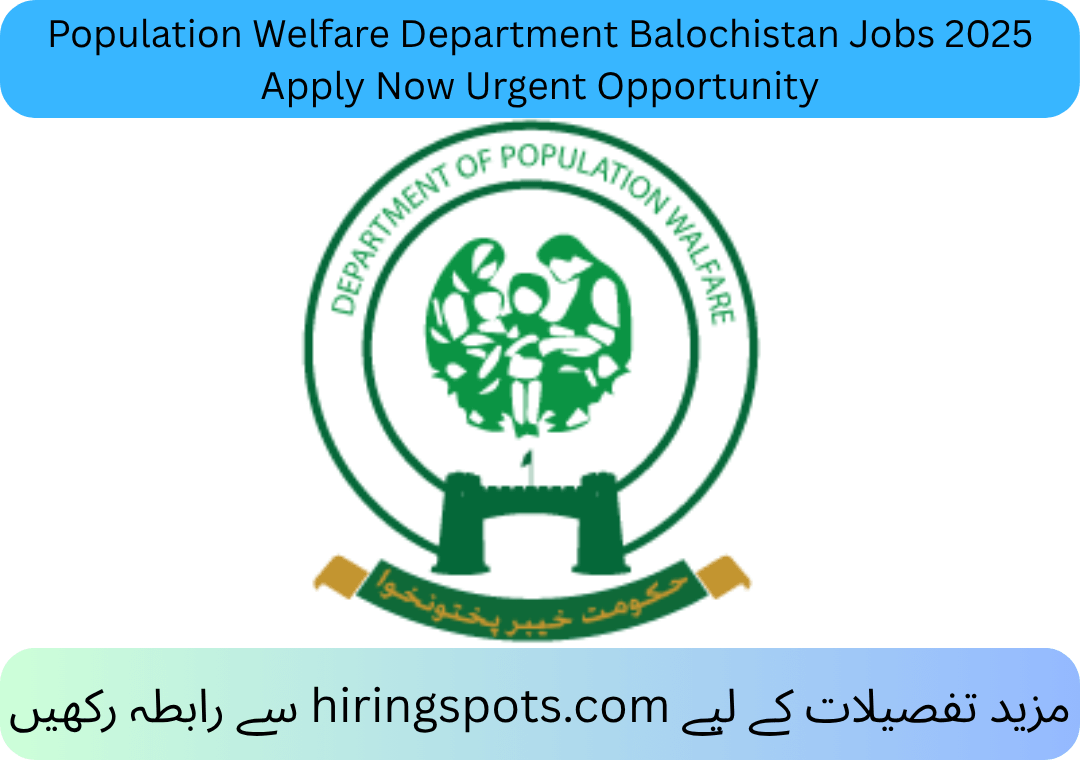 Population Welfare Department Balochistan Jobs 2025 Apply Now Urgent Opportunity